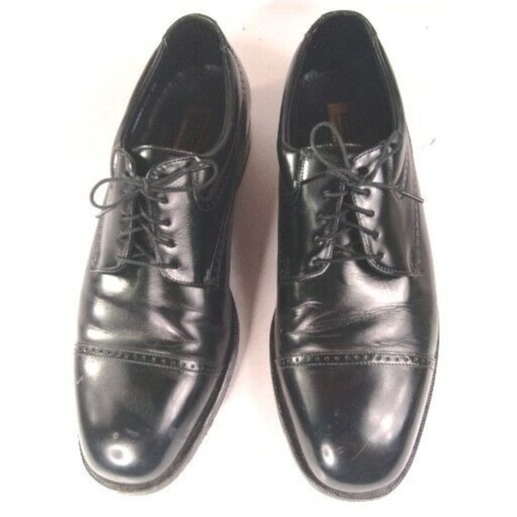 Florsheim Mens Canton Black Cap Toe Oxfords Shoes 12 Medium (D) with Box - Picture 8 of 12